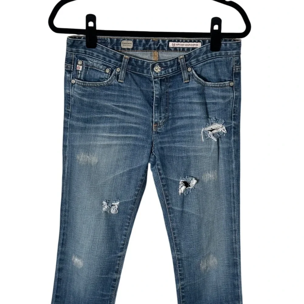 Adriano Goldschmied Premiere Skinny Straight Distressed‎ Jeans Medium Wash 28